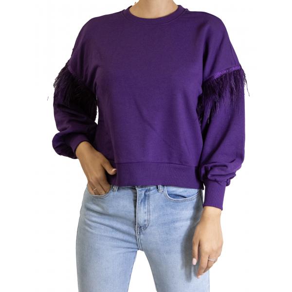 maglia girocollo con piume Only